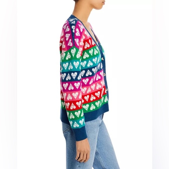 Kerri Rosenthal x Aqua Rainbow Heart Grandpa Button-Down Cardigan - Picture 4 of 12